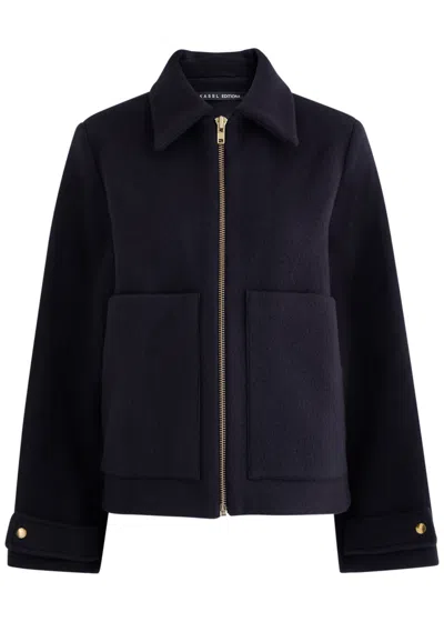 Kassl Editions Wool-blend Felt Jacket In Navy