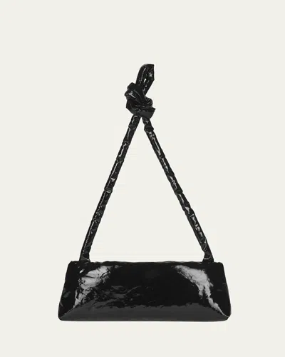 Kassl Knot Padded Oil-coated Shoulder Bag In Black