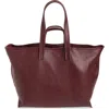 Kassl Lamskin Leather Tote In Burgundy