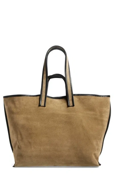 Kassl Large Contrast Trim Suede Tote In Animal Print