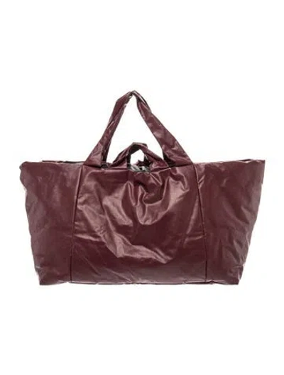 Pre-owned Kassl Leather Weekender Bag In Burgundy