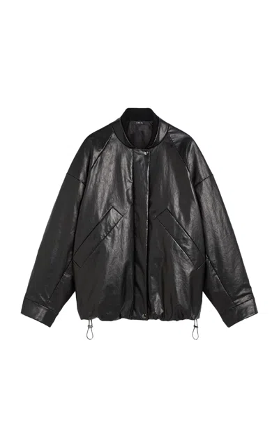 Kassl Oversized Coated Cotton-blend Bomber Jacket In Black