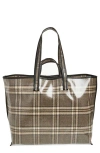 Kassl Plaid Lacquered Wool Tote In Check