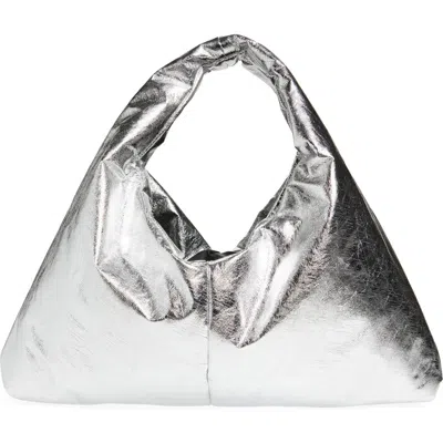 Kassl Small Anchor Metallic Faux Leather Handbag In Silver