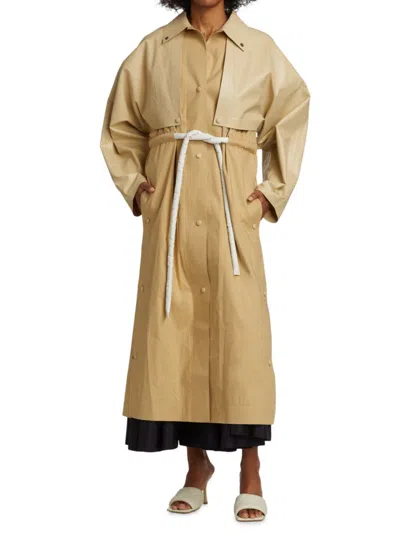 Kassl Women's Cape Drawstring Trench Coat In Beige