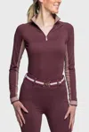 Kastel Denmark 1/4 Zip Long Sleeve Tee In Cabernet In Red