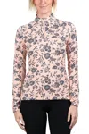 Kastel Denmark 1/4 Zip Long Sleeve Top In Jacobean Peach Floral In Pink