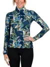 Kastel Denmark 1/4 Zip Long Sleeve Top In Sailor Blue Botanical In Multi