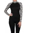 Kastel Denmark 1/4 Zip Raglan Long Sleeve Tee In Black/white Geometric In Black