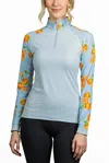 Kastel Denmark 1/4 Zip Long Sleeve Sun Shirt In Light Blue Oranges Raglan In Blue