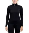 Kastel Denmark 1/4 Zip Ruched Back Long Sleeve Tee In Black In Black