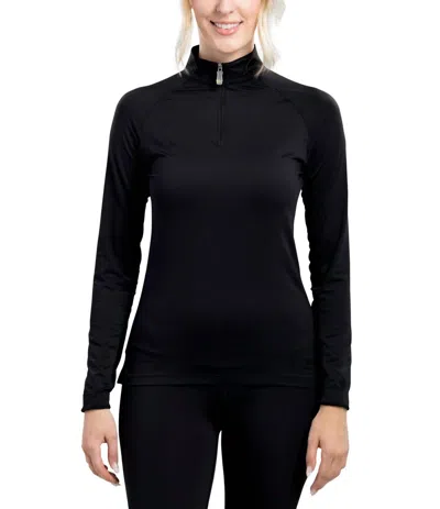 Kastel Denmark 1/4 Zip Ruched Back Long Sleeve Tee In Black