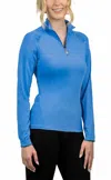 Kastel Denmark 1/4 Zip Shirred Raglan Long Sleeve Tee In Periwinkle In Blue