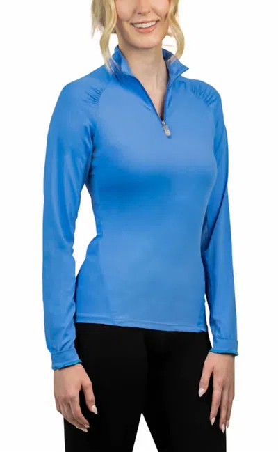 Kastel Denmark 1/4 Zip Shirred Raglan Long Sleeve Tee In Periwinkle In Blue