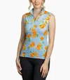 KASTEL DENMARK 1/4 ZIP SLEEVELESS SUN SHIRT IN LIGHT BLUE ORANGES