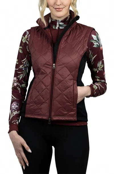 Kastel Denmark Quilted Front Vest In Burgundy/black