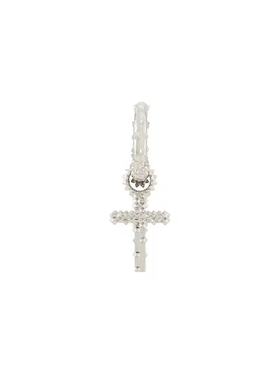 Kasun London Cross Hoop Earring In Silver