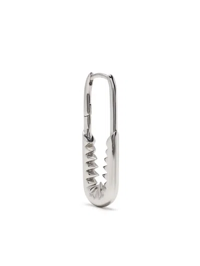 Kasun London Safety-pin Hoop Earring In Silver