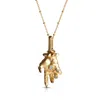 Kasun Men's Hand Of The Protector Pendant - March - Aquamarine - Gold Vermeil