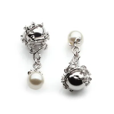 Kasun Men's Silver Orb & Ivory Pearl Cufflinks In Gray