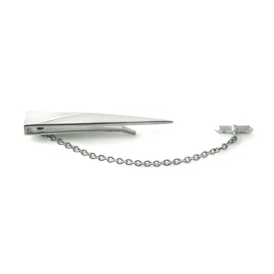 Kasun Men's Tie Pin With Chain Silver In Gray
