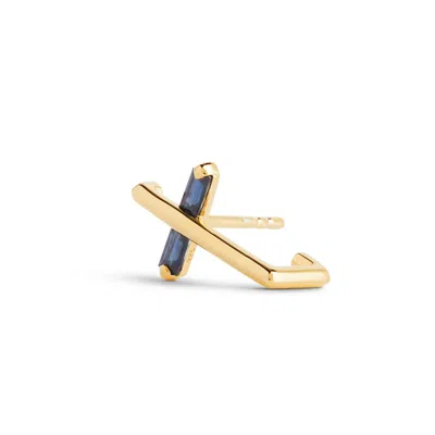 Kasun Women's Angel Kiss Earring - September - Sapphire - Gold Vermeil