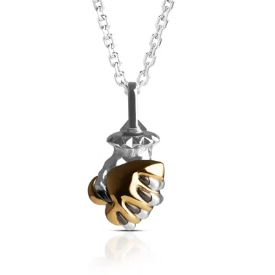 Kasun Women's Arms Of My Romeo – Gold Heart & Silver Hand Pendant