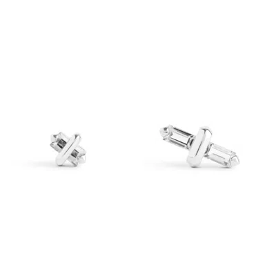 Kasun Women's Black / Silver Candy Kiss Earrings - April - White Topaz - Silver