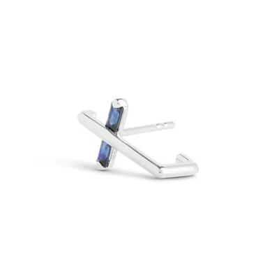 Kasun Women's Blue / Silver Angel Kiss Earring - September - Sapphire - Silver