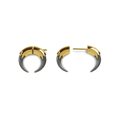 Kasun Women's Claw Hoop Earrings Gold & Oxidised Silver
