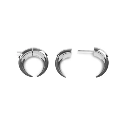 Kasun Women's Claw Hoop Earrings Silver & Oxidised Silver
