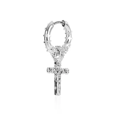 Kasun Women's Cross Hoop Earrings – Silver
