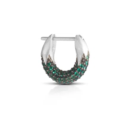 Kasun Women's Emerald Eclipse Huggie Hoop Earrings - Silver