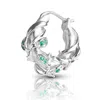 Kasun Women's Enchanted Emerald Forest Hoop Earring - Silver