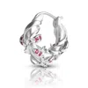 Kasun Women's Enchanted Ruby Forest Hoop Earring - Silver