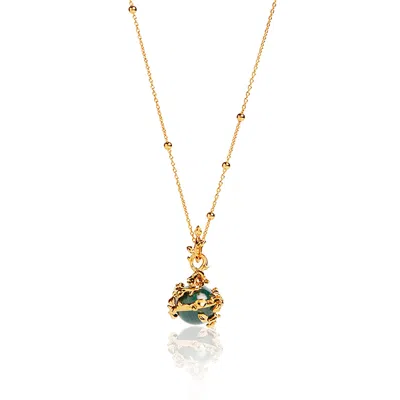 Kasun Women's Entwined Malachite Necklace - Gold In Yellow