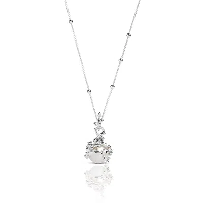 Kasun Women's Entwined White Fresh Water Pearl Necklace – Silver In Multi
