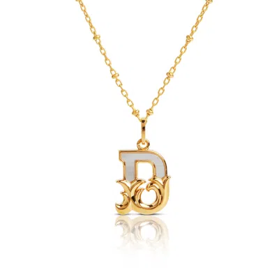Kasun Women's Gold Plated D Initial Necklace With Mother Of Pearl