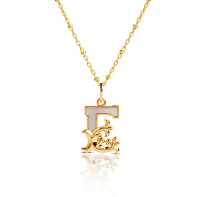 Kasun Women's Gold Plated E Initial Necklace With Mother Of Pearl