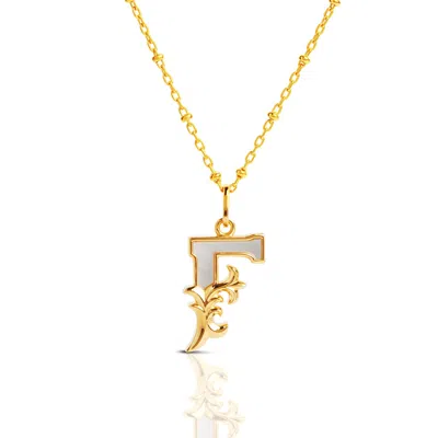 Kasun Women's Gold Plated F Initial Necklace With Mother Of Pearl