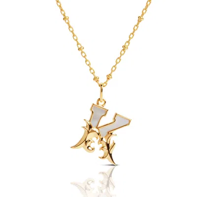 Kasun Women's Gold Plated K Initial Necklace With Mother Of Pearl