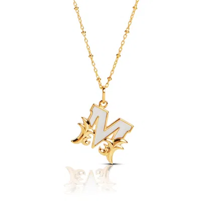 Kasun Women's Gold Plated M Initial Necklace With Mother Of Pearl