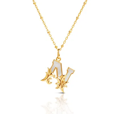 Kasun Women's Gold Plated N Initial Necklace With Mother Of Pearl