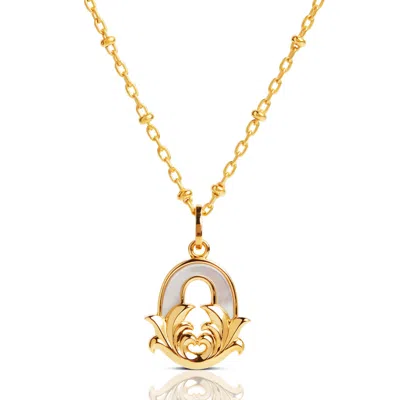 Kasun Women's Gold Plated O Initial Necklace With Mother Of Pearl