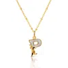 Kasun Women's Gold Plated P Initial Necklace With Mother Of Pearl In Gold