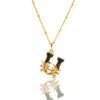 Kasun Women's Gold Plated U Initial Necklace With Green Marble In Gold