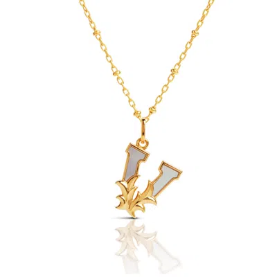 Kasun Women's Gold Plated V Initial Necklace With Mother Of Pearl
