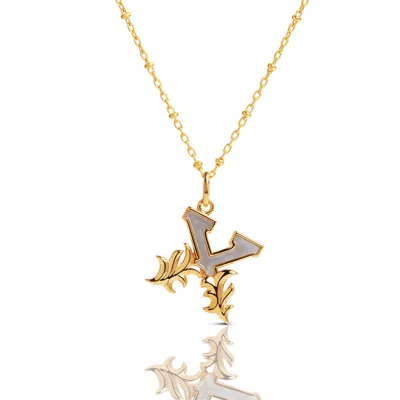Kasun Women's Gold Plated X Initial Necklace With Mother Of Pearl