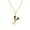 Kasun Women's Gold Plated Y Initial Necklace With Green Marble In Gold