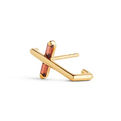 Kasun Women's Gold / Red Angel Kiss Earring - January - Garnet - Gold Vermeil